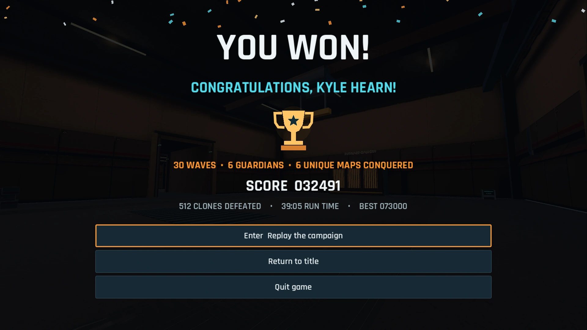 You Won campaign victory screen