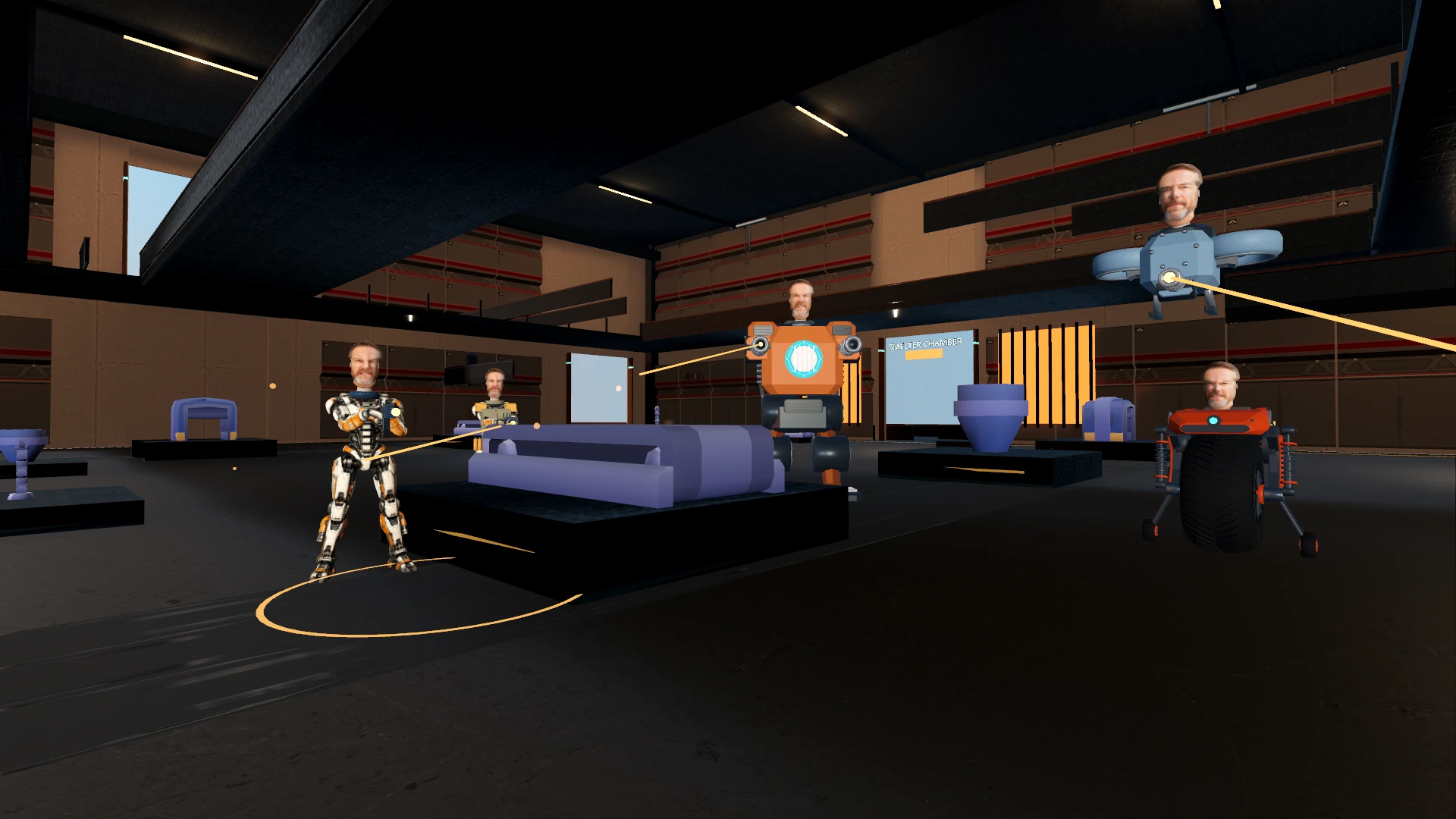 Foundry Casting Hall in Foundry Complex, native v2.6.0 drones, guardian and varied Kyle enemies in staged action poses with website lighting